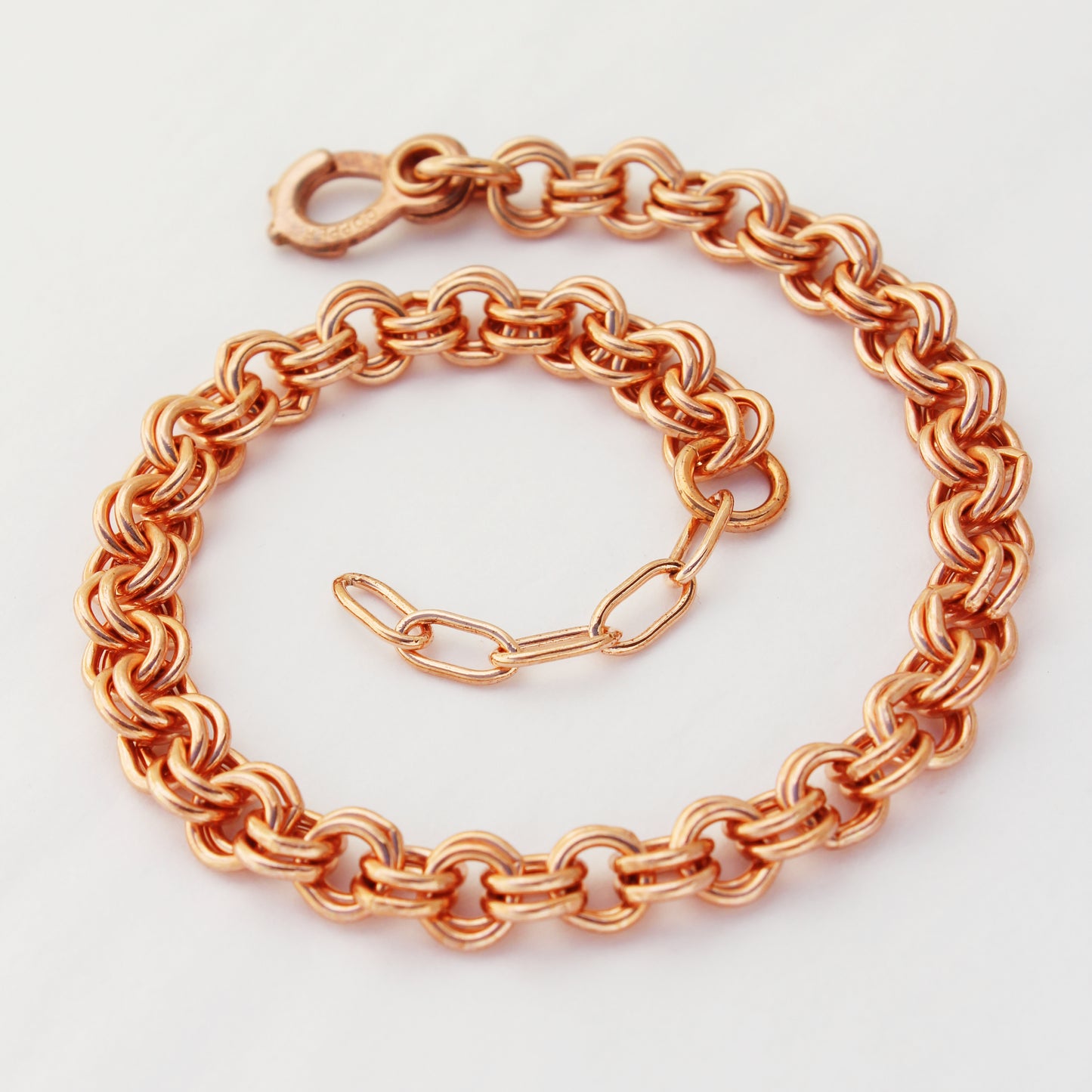 Heavy Solid Copper Double Cable Bracelet Chain 7mm Adjustable Solid Copper Anklet Chain