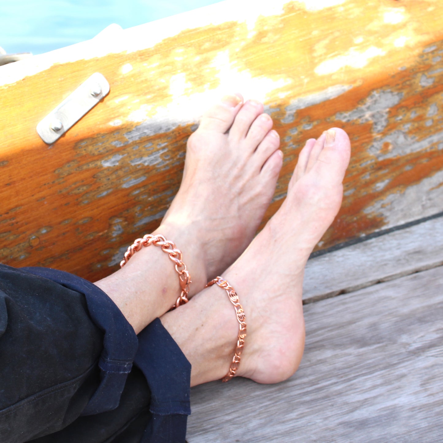 Heavy Solid Copper 13mm Curb Chain Anklet AC79 Adjustable Solid Copper Anklet Chain