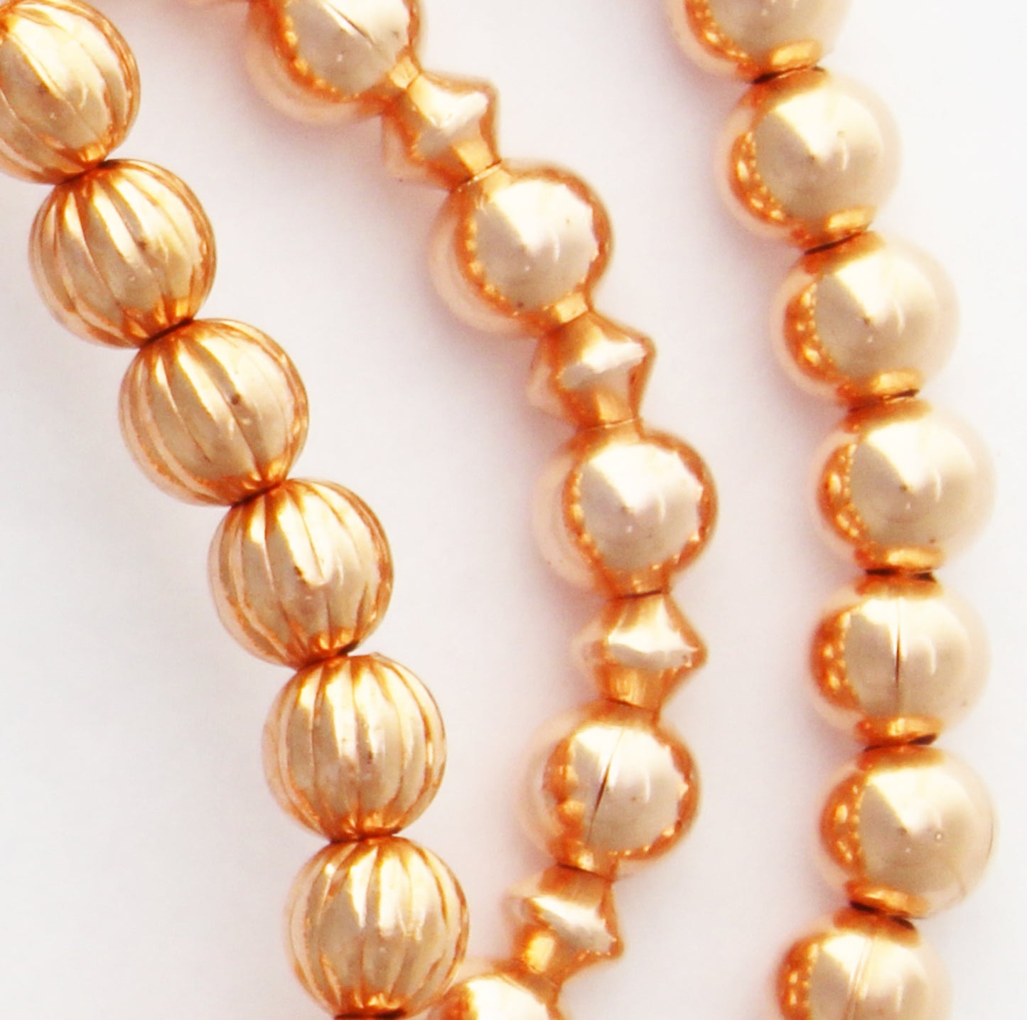 Copper Beaded Ankle Bracelet Easy Stretch Elastic Anklet Shiny Pure Copper 6mm Round Fluted Beads
