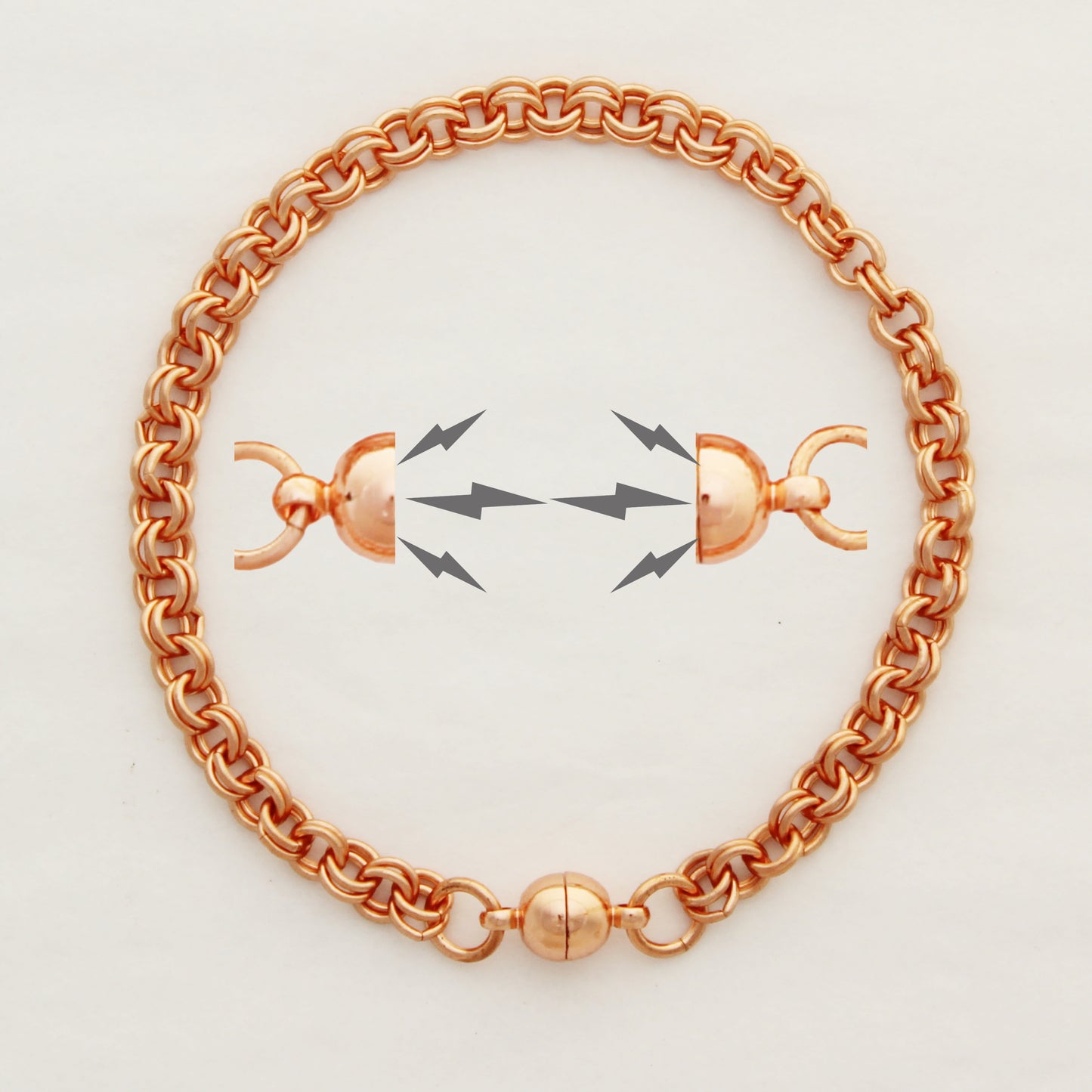 Copper Double Cable Chain Bracelet Fine 4mm Pure Copper Bracelet Chain All Sizes Magnetic Clasp