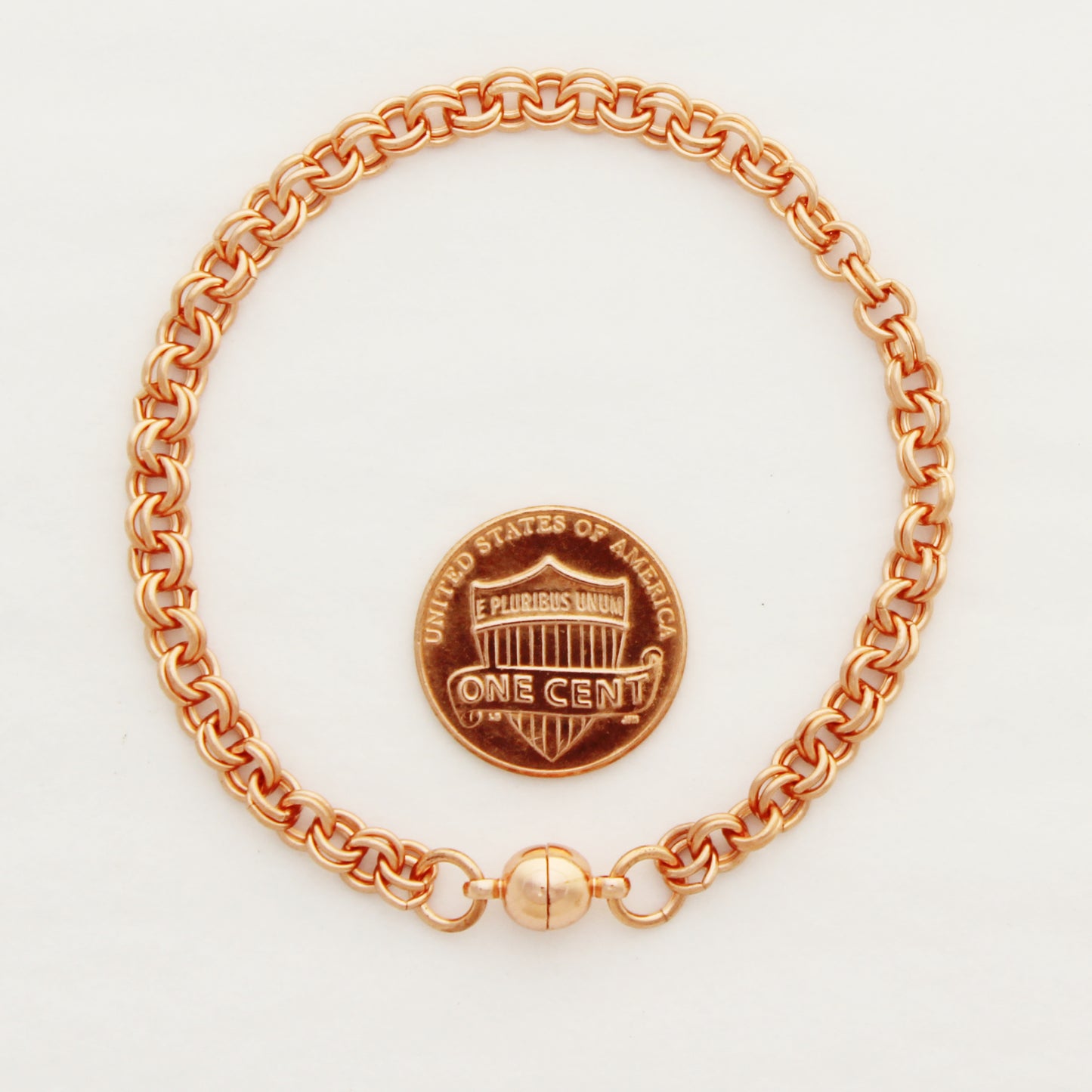 Copper Double Cable Chain Bracelet Fine 4mm Pure Copper Bracelet Chain All Sizes Magnetic Clasp