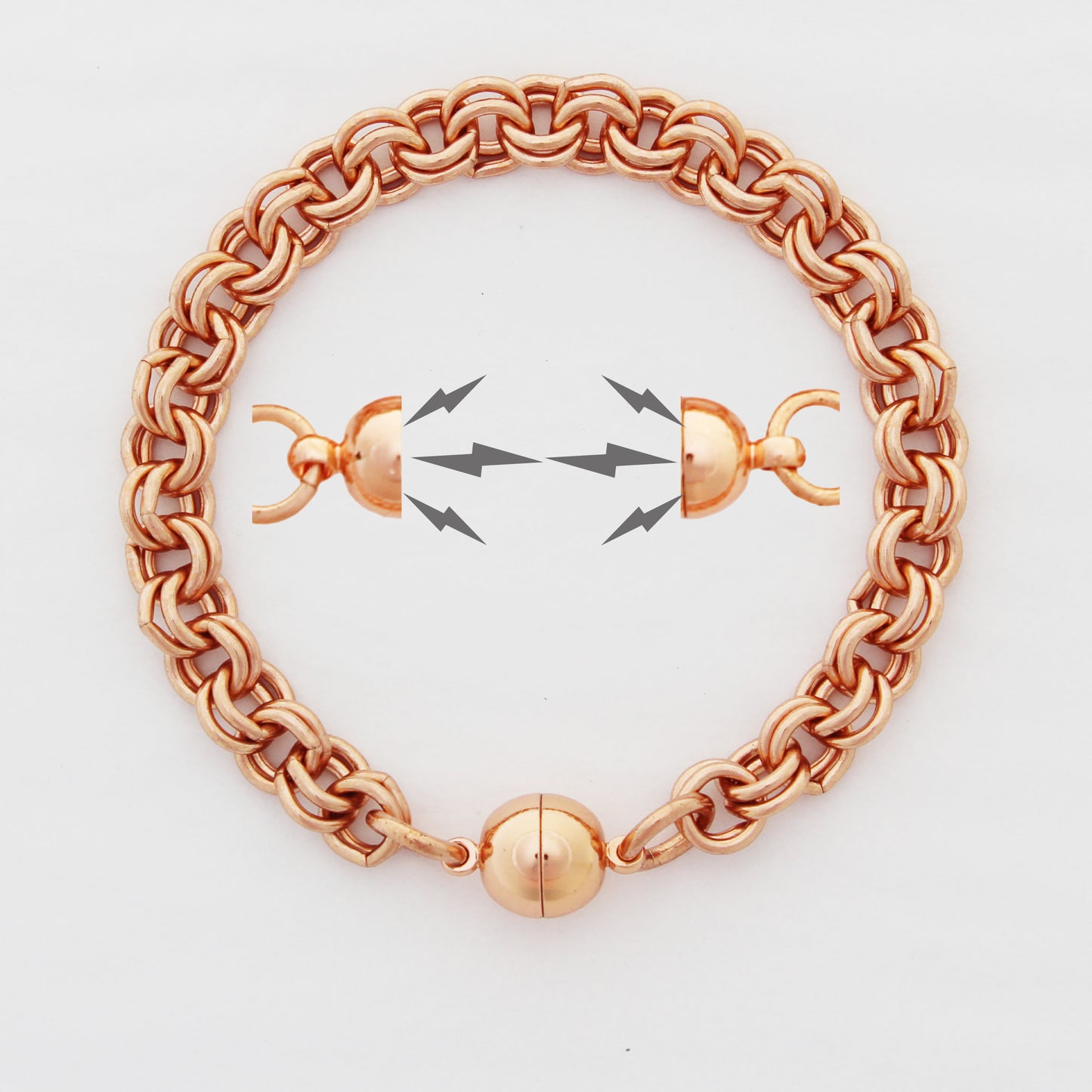 Copper Double Cable Chain Bracelet Bold 7mm Pure Copper Bracelet Chain All Sizes Magnetic Clasp