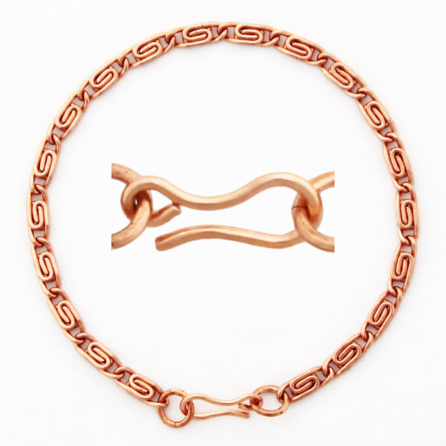 Copper Scroll Chain Bracelet Fine 3mm Pure Copper Bracelet Chain All Sizes Copper Hook Clasp