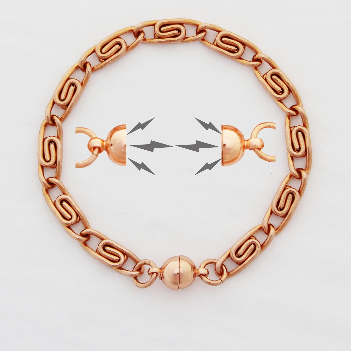 Copper Scroll Chain Bracelet Medium 5.8mm Pure Copper Bracelet Chain All Sizes Magnetic Clasp
