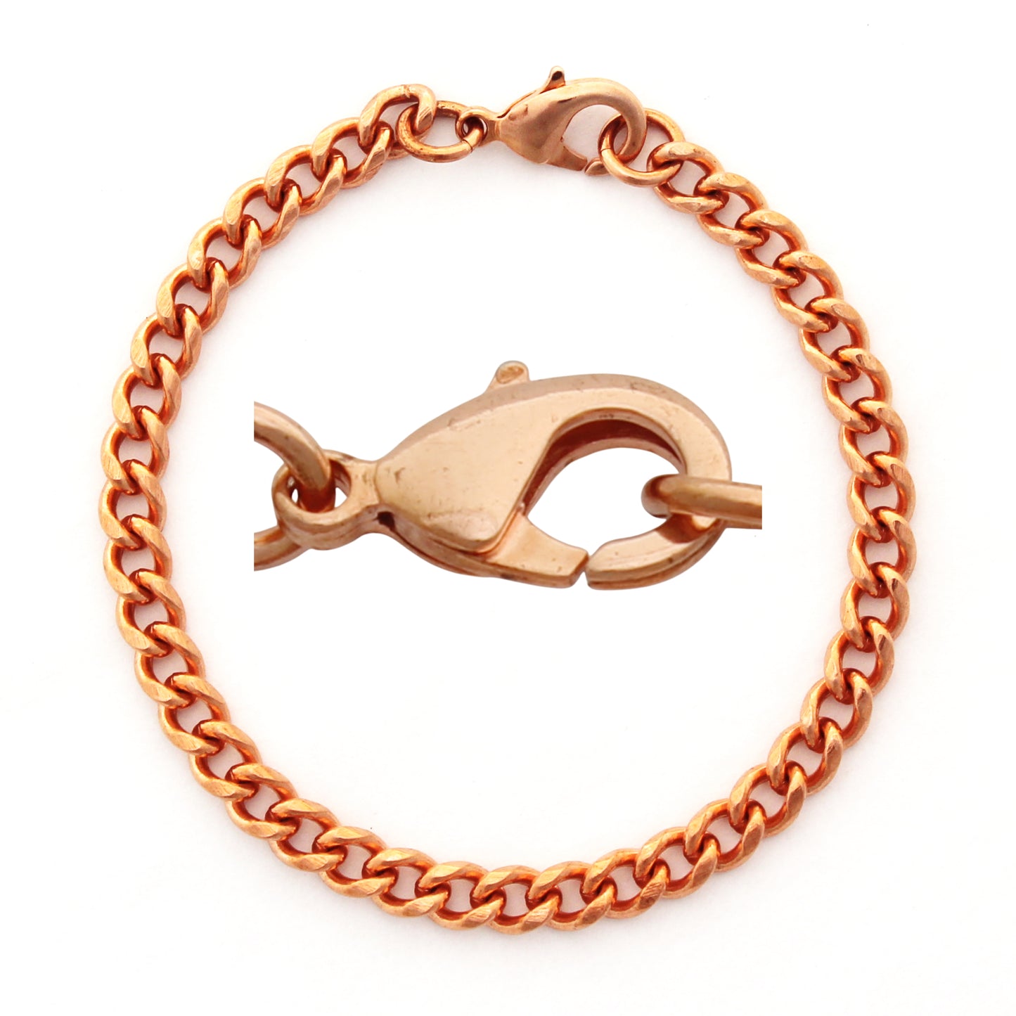 Copper Curb Chain Bracelet Medium 5mm Pure Copper Bracelet Chain All Sizes Brass Lobster Clasp
