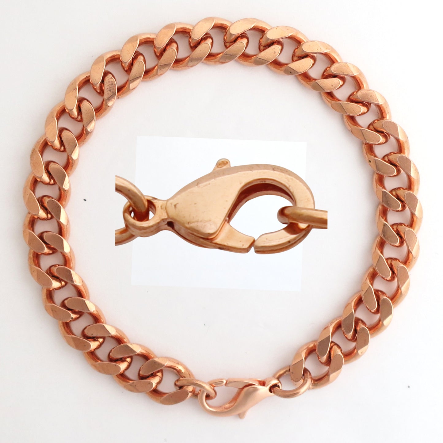 Copper Curb Chain Bracelet Heavy 10mm Pure Copper Bracelet Chain All Sizes Brass Lobster Clasp