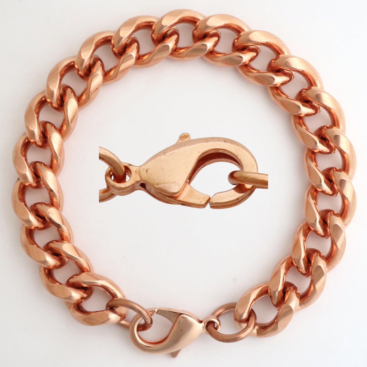 Copper Curb Chain Bracelet Extra Bold 13mm Pure Copper Bracelet Chain All Sizes Brass Lobster Clasp