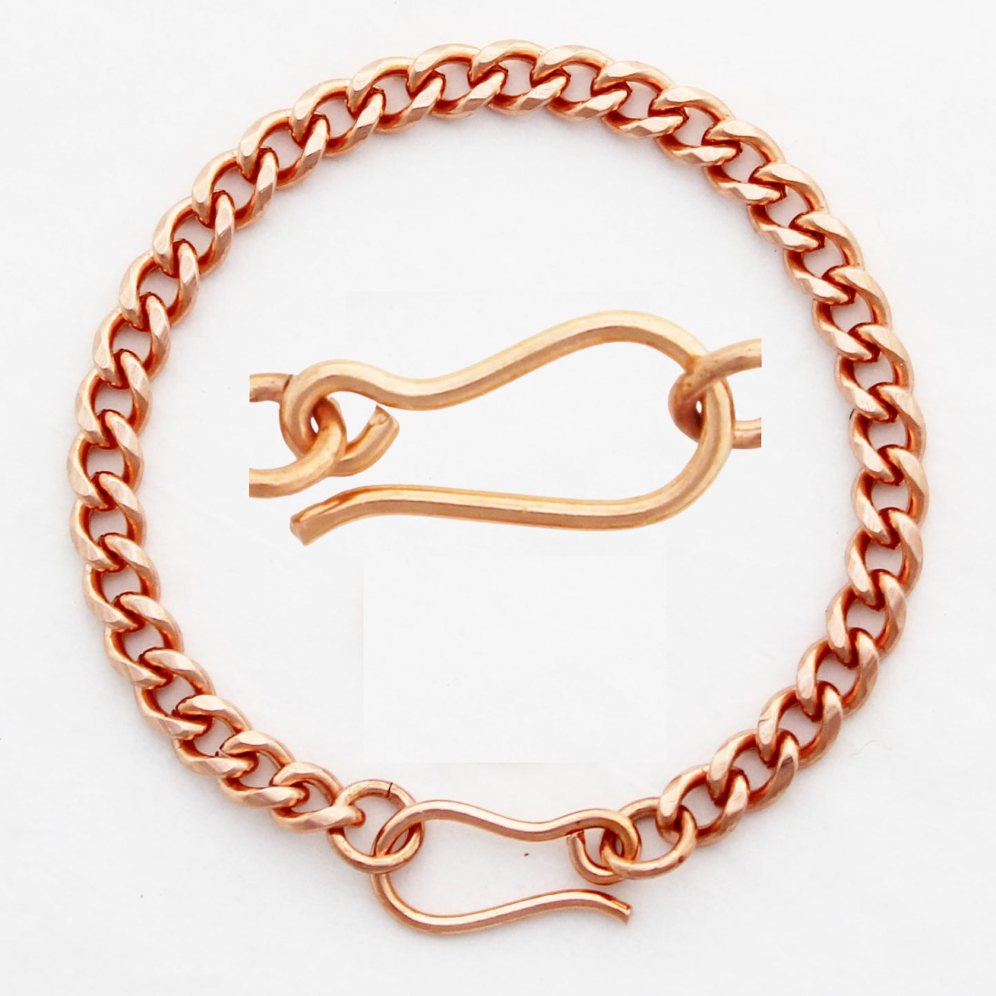 Copper Curb Chain Bracelet Medium 5mm Pure Copper Bracelet Chain All Sizes Copper Hook Clasp
