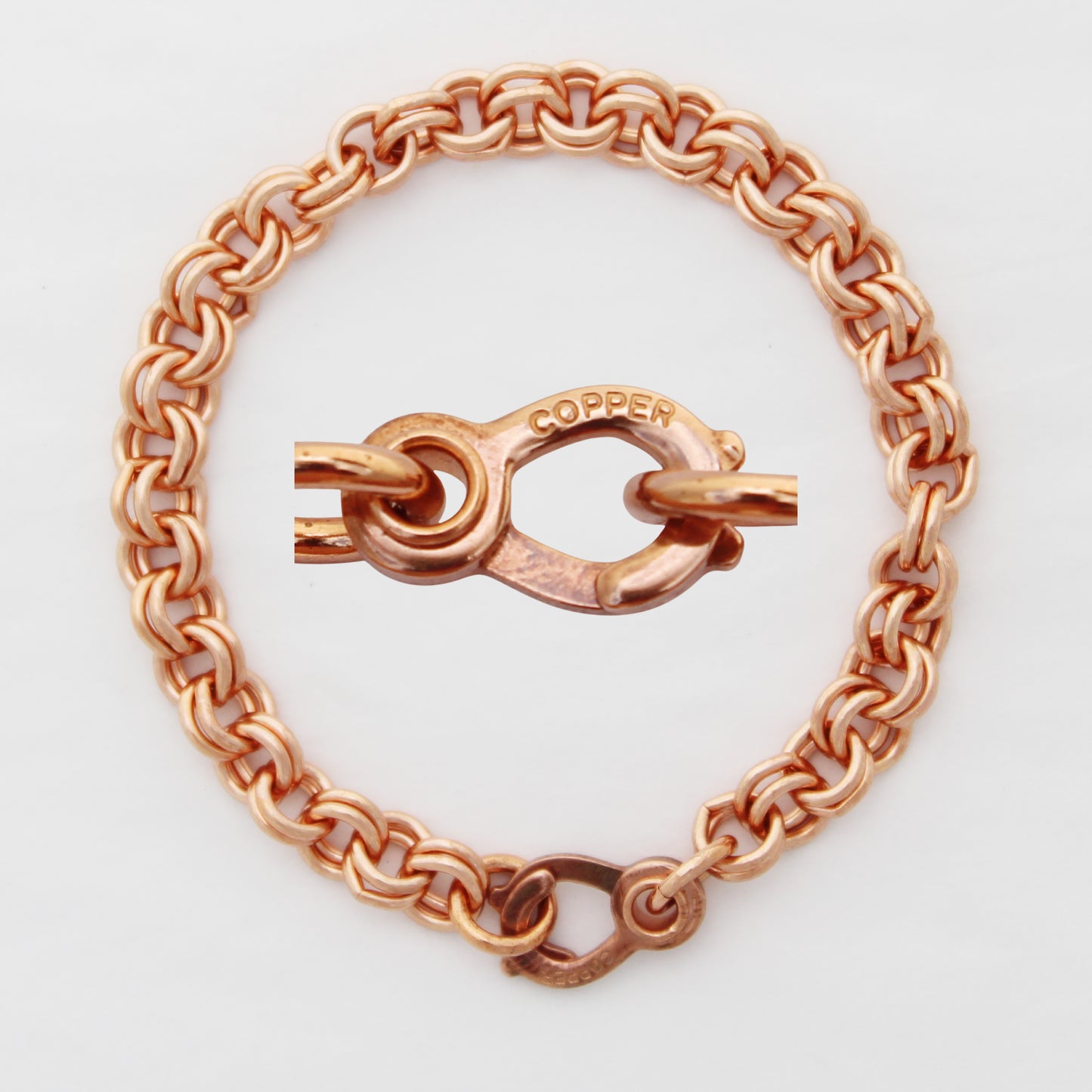 Copper Double Cable Chain Bracelet Heavy 7mm Pure Copper Bracelet Chain All Sizes Copper Hook Clasp