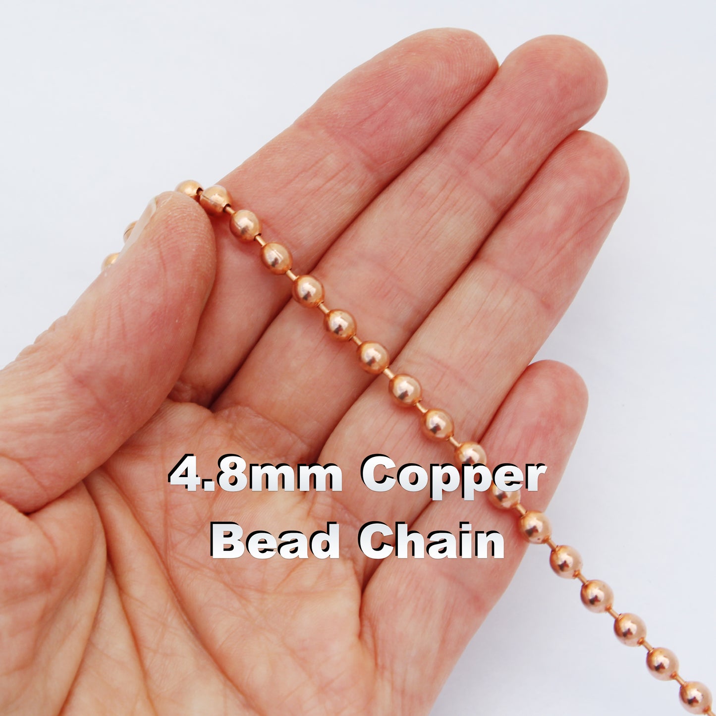 Copper Bead Chain By The Foot FCB48 Unfinished Bulk Bead Chain Solid Copper Jewelry Supplies Medium 4.8mm