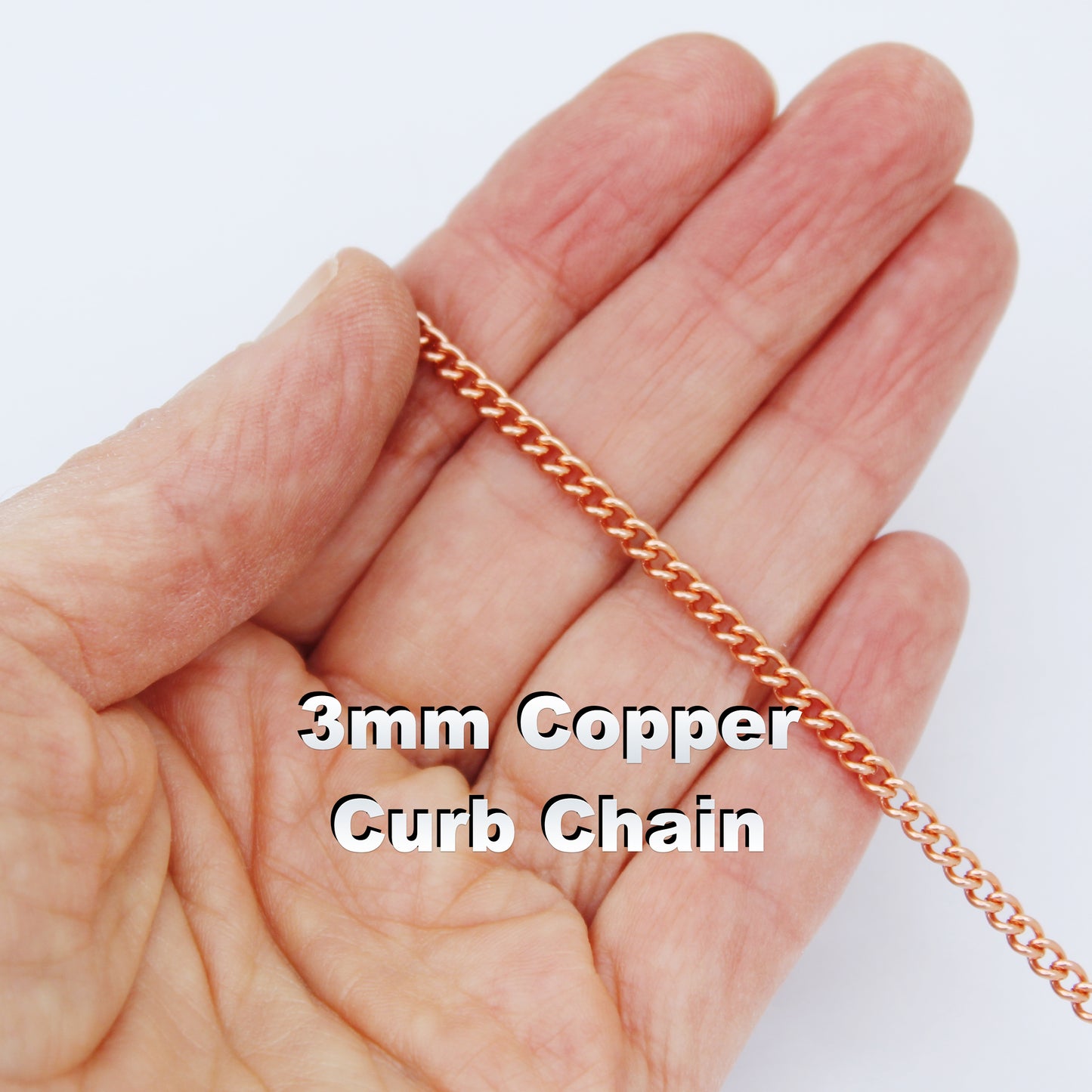 Bulk Copper Chain Fine Curb Chain By The Foot FCC71 Unfinished Solid Copper Chain 3mm Cuban Curb