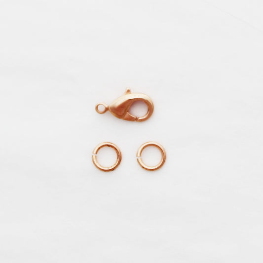 Copper Jewelry Repair Kit 12mm Shiny Copper Plated Brass Lobster Clasp 6mm Ring Complete 3-Pc Set