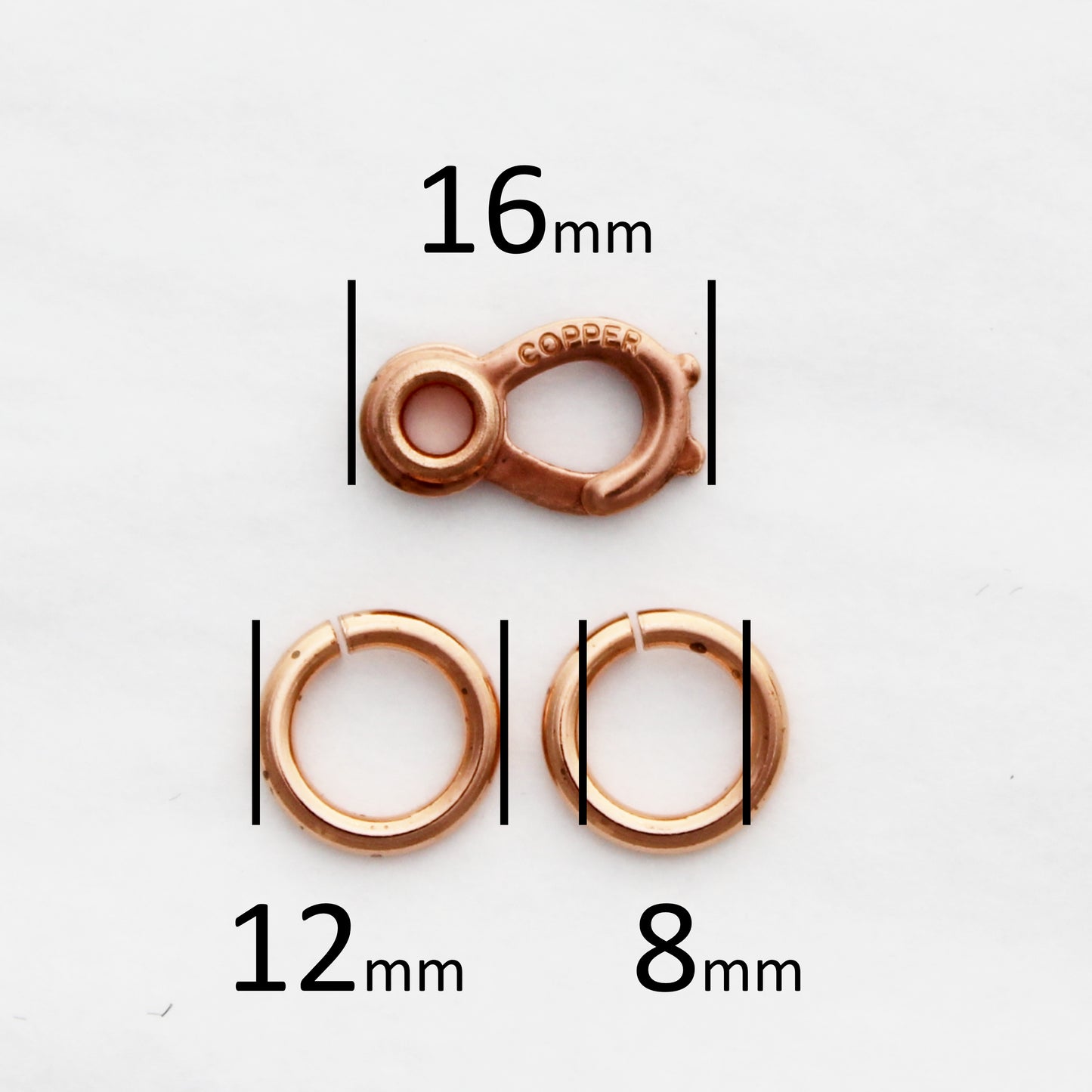 3 Copper Jewelry Repair Kits 9-Piece Set Clasp And Rings 16x10mm Solid Copper Sister Hook Clasp Kit