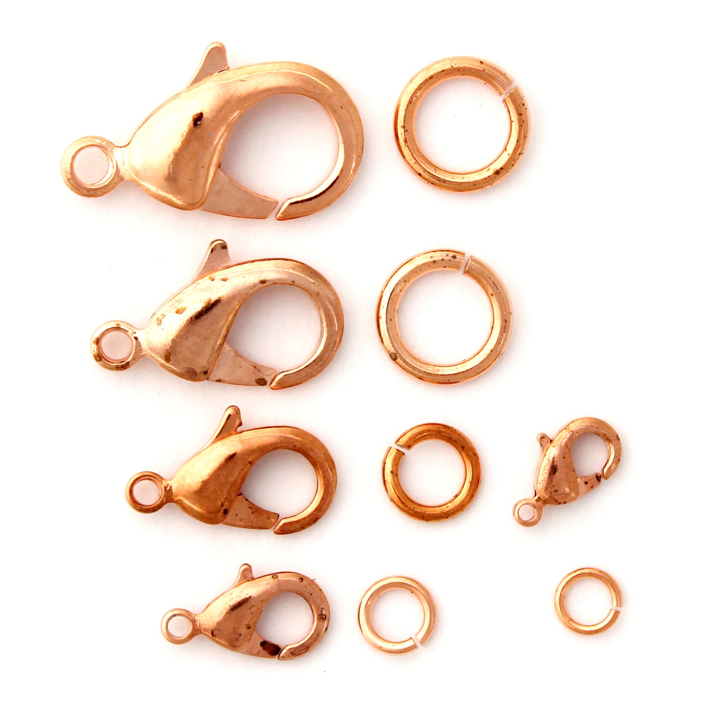 Copper Jewelry Repair Kit 19mm Shiny Copper Plated Brass Lobster Clasp 8.5mm Ring Complete 3-Pc Set