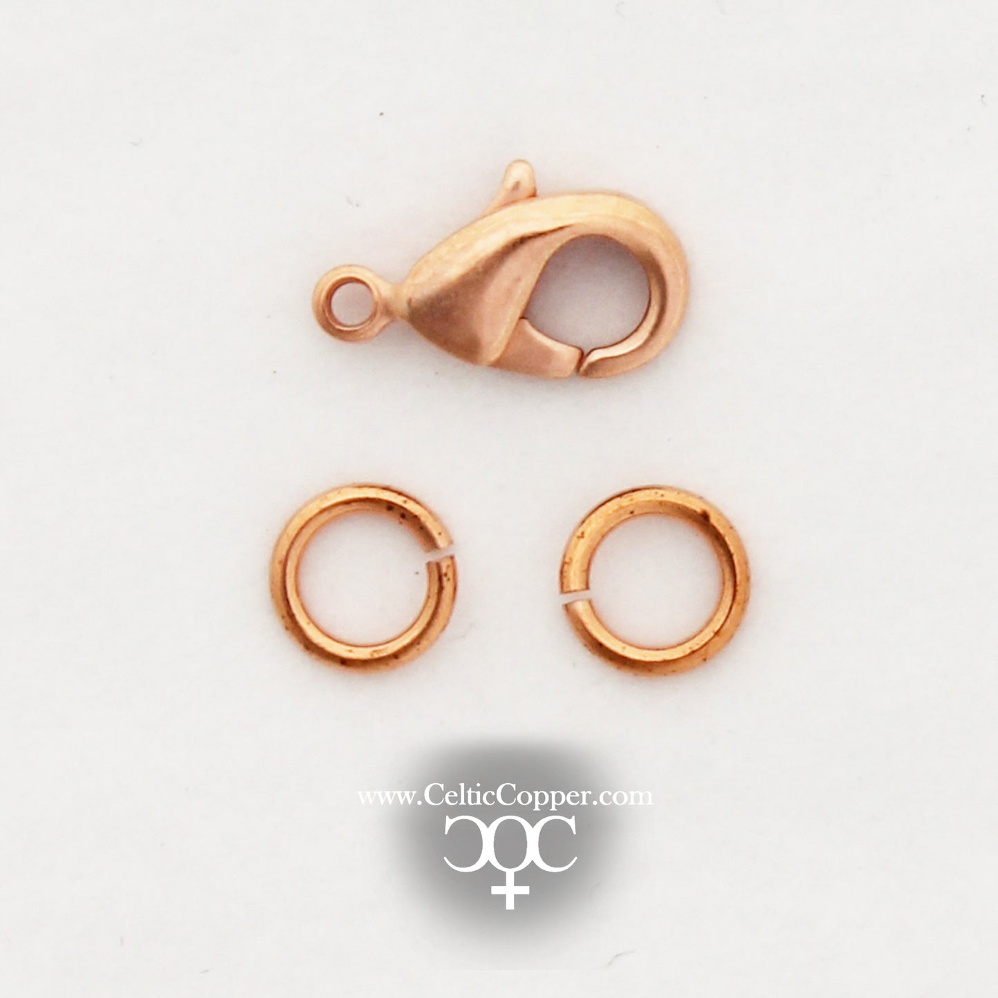 Copper Jewelry Repair Kit 12mm Shiny Copper Plated Brass Lobster Clasp 6mm Ring Complete 3-Pc Set