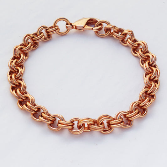 Custom Size Solid Copper 7mm Heavy Double Cable Chain Bracelet Custom Copper Bracelet Chain