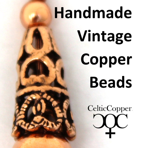 Copper Amazonite Earrings With Handmade Vintage Copper Cone Beads 8mm Amazonite Bead Earrings
