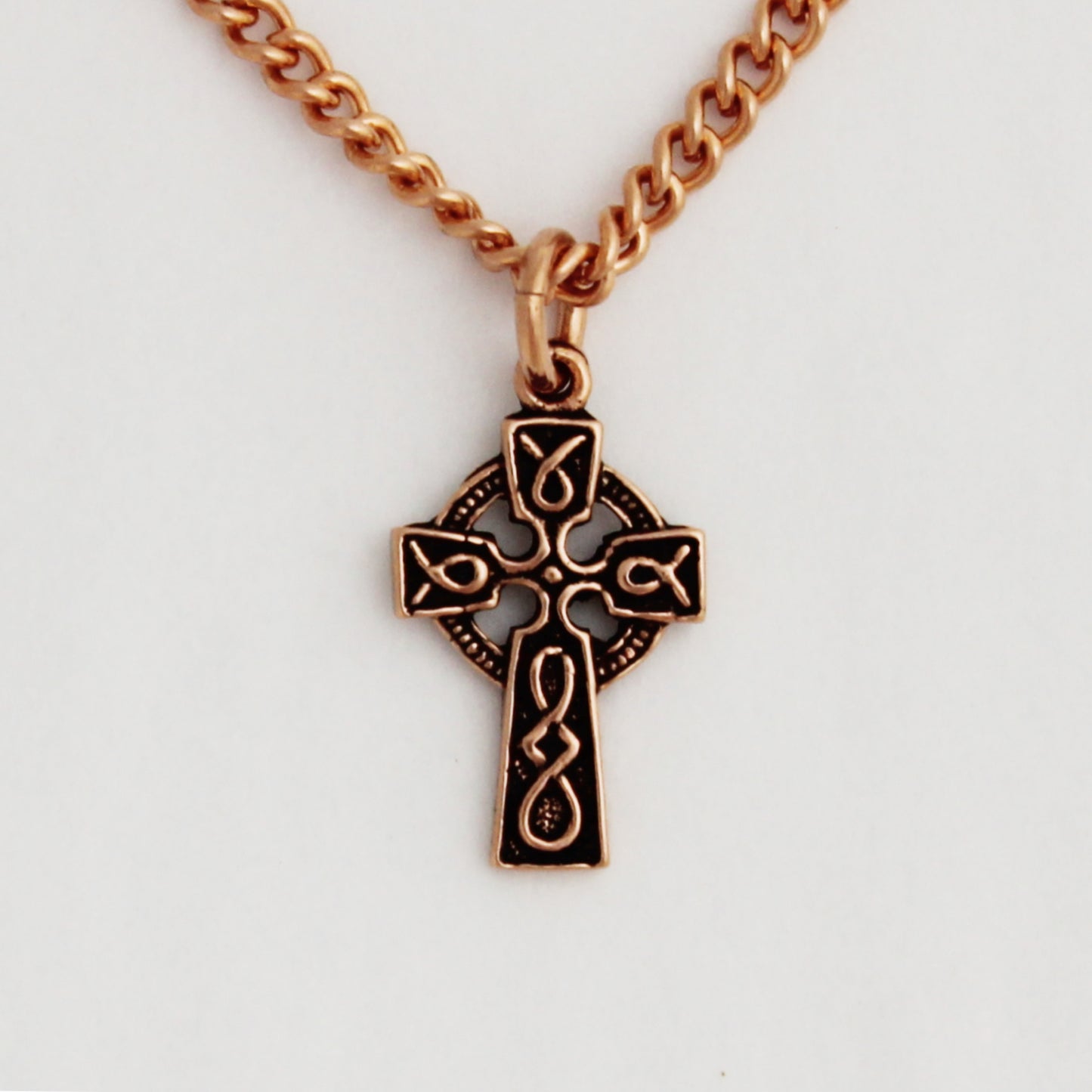 Celtic Copper Knot Work Cross Necklace Chain 30mm | Solid Copper Cross Pendant Adjustable Chain