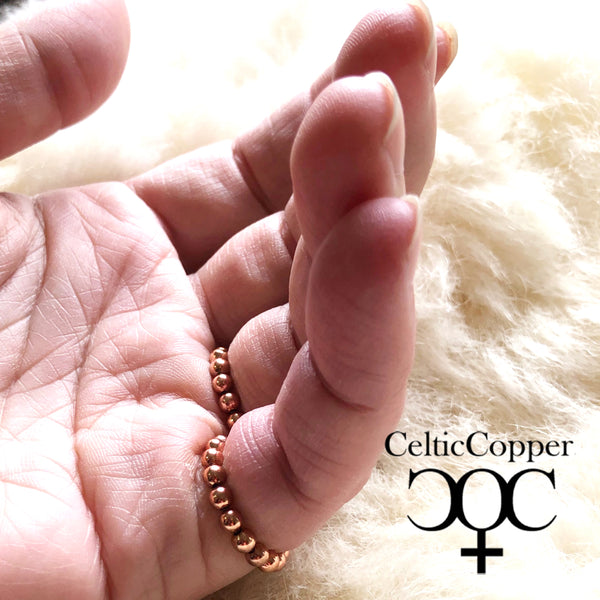 Set Of 2 Beaded Copper Rings Smooth And Fluted Copper Stacking Ring Set Copper Finger Toe Ring Set