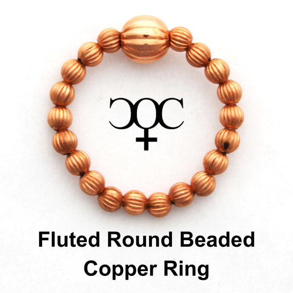 Beaded Copper Ring 3mm Fluted Copper Stacking Stretch Ring Pure Copper Healing Finger Ring Toe Ring