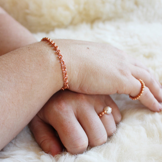 Custom Size Solid Copper 4mm Fine Double Cable Chain Bracelet Custom Copper Bracelet Chain