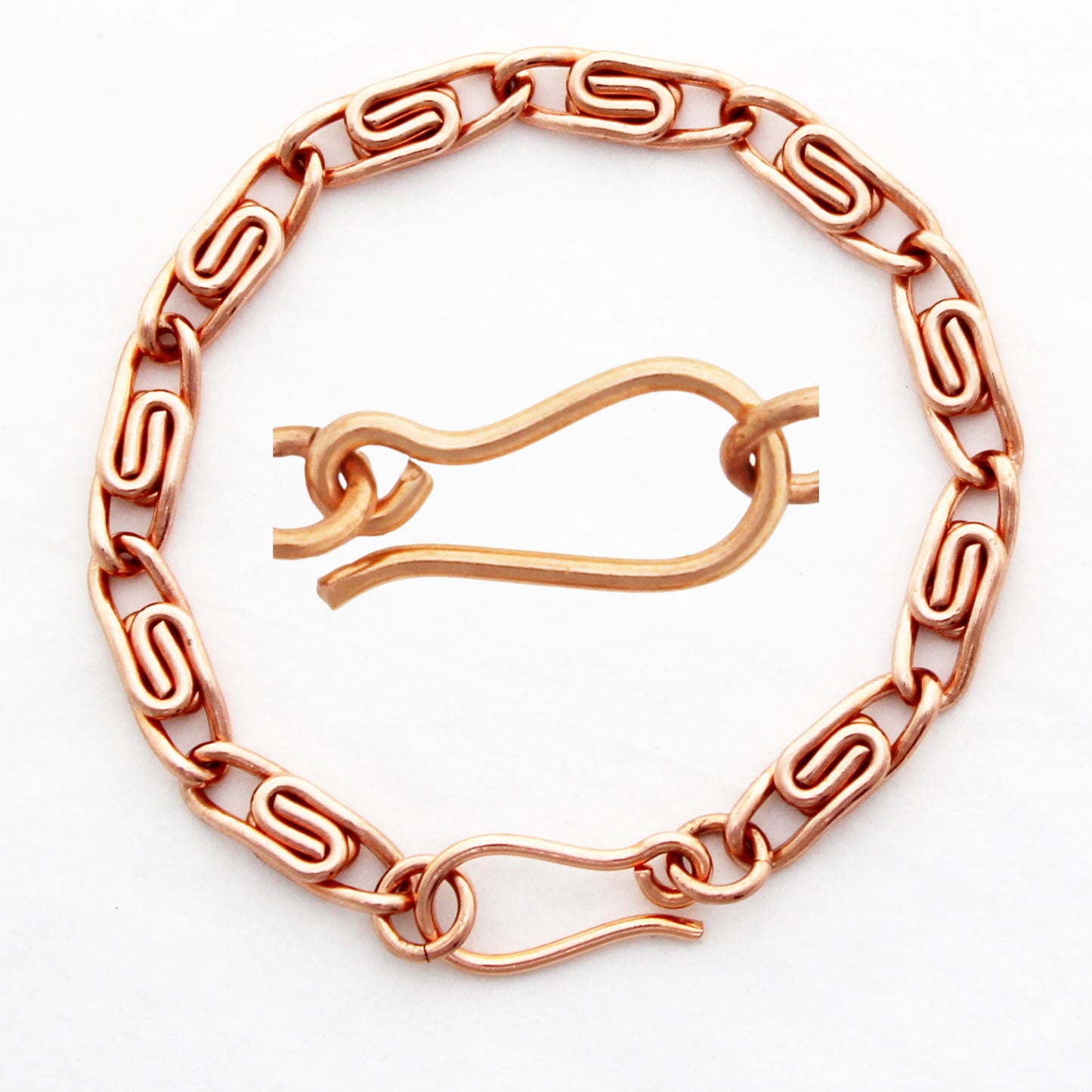 Copper Scroll Chain Bracelet Medium 5.8mm Pure Copper Bracelet Chain All Sizes Copper Hook Clasp