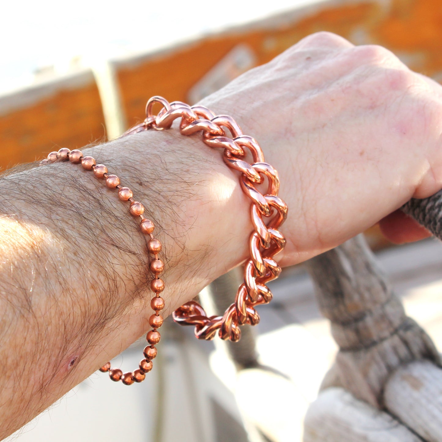 Men's Extra Bold Copper Bracelet Chain B79L Solid Copper 13mm Curb Bracelet Chain Large 9 Inch
