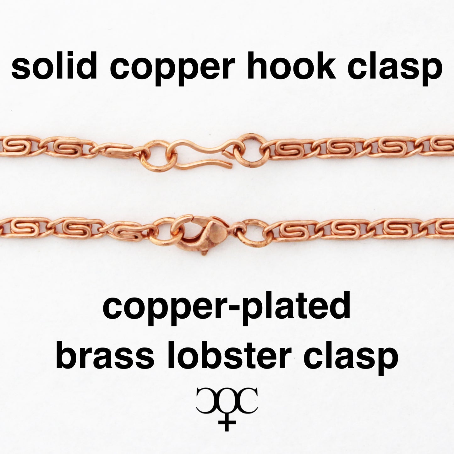 Copper Scroll Chain Necklace Fine 3mm Pure Copper Necklace Chain All Sizes Copper Hook Clasp