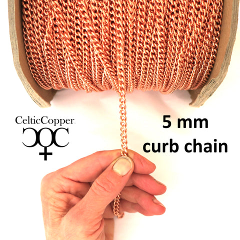 BACK ORDERED Bulk Copper Curb Chain 5mm Medium Copper Chain by the Foot FC72 Copper Jewelry Making Supplies