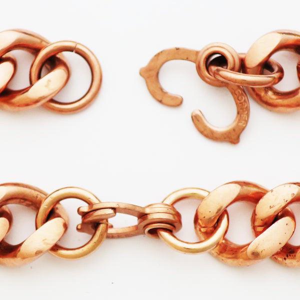 Solid Copper Super Chunky 16mm Curb Chain Bracelet B162R Men's Copper Cuban Curb Chain Bracelet 8.5 Inch