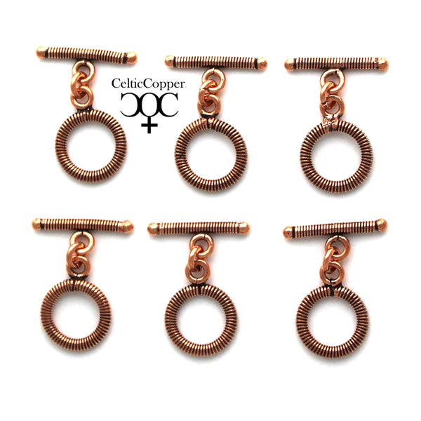 Bulk Pack Copper Clasp 16mm Toggle Jewelry Findings Set of 6 Medium Copperplated Brass T Bar Clasp