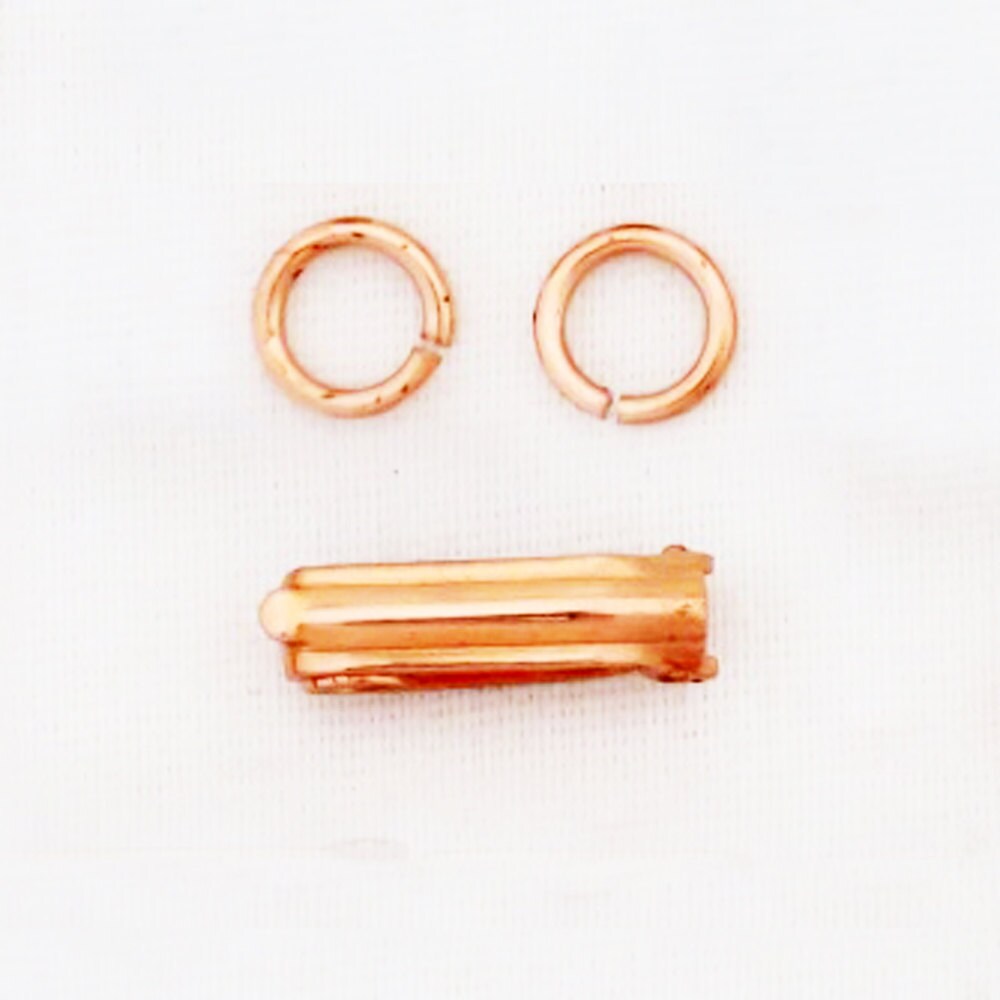 Fine Fold Over Copper Clasp Repair Kit 4x14 mm Single Solid Copper Clasp Kit with 2 Rings
