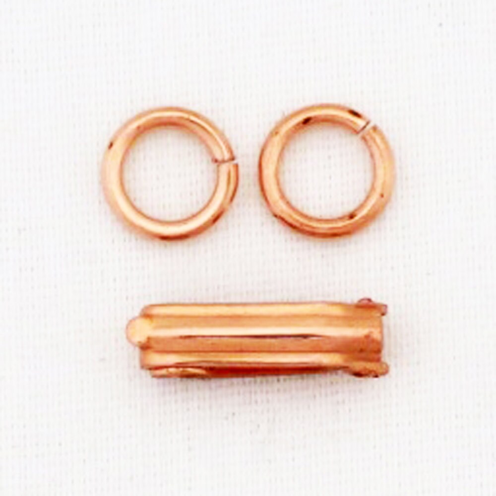 Medium Fold Over Copper Clasp Repair Kit 4x14 mm Single Solid Copper Clasp Kit with 2 Rings