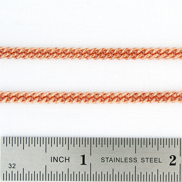 Copper Curb Chain Necklace Fine 3mm Pure Copper Necklace Chain All Sizes Brass Lobster Clasp