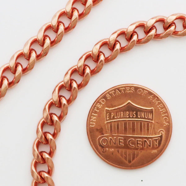 Solid Copper Necklace Chain Medium 5mm Cuban Curb Chain Necklace NC72 Pure Copper Curb Curb Chain Necklace 24 Inch Chain