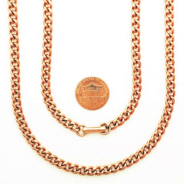 Solid Copper Necklace Chain Medium 5mm Cuban Curb Chain Necklace NC72 Pure Copper Curb Curb Chain Necklace 24 Inch Chain