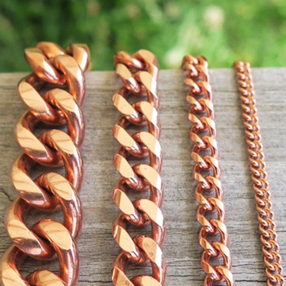 Solid Copper Cuban Curb Necklace Chain 18 Inch NC72 Medium 5mm Cuban Curb Chain Necklace 18" Copper Chain