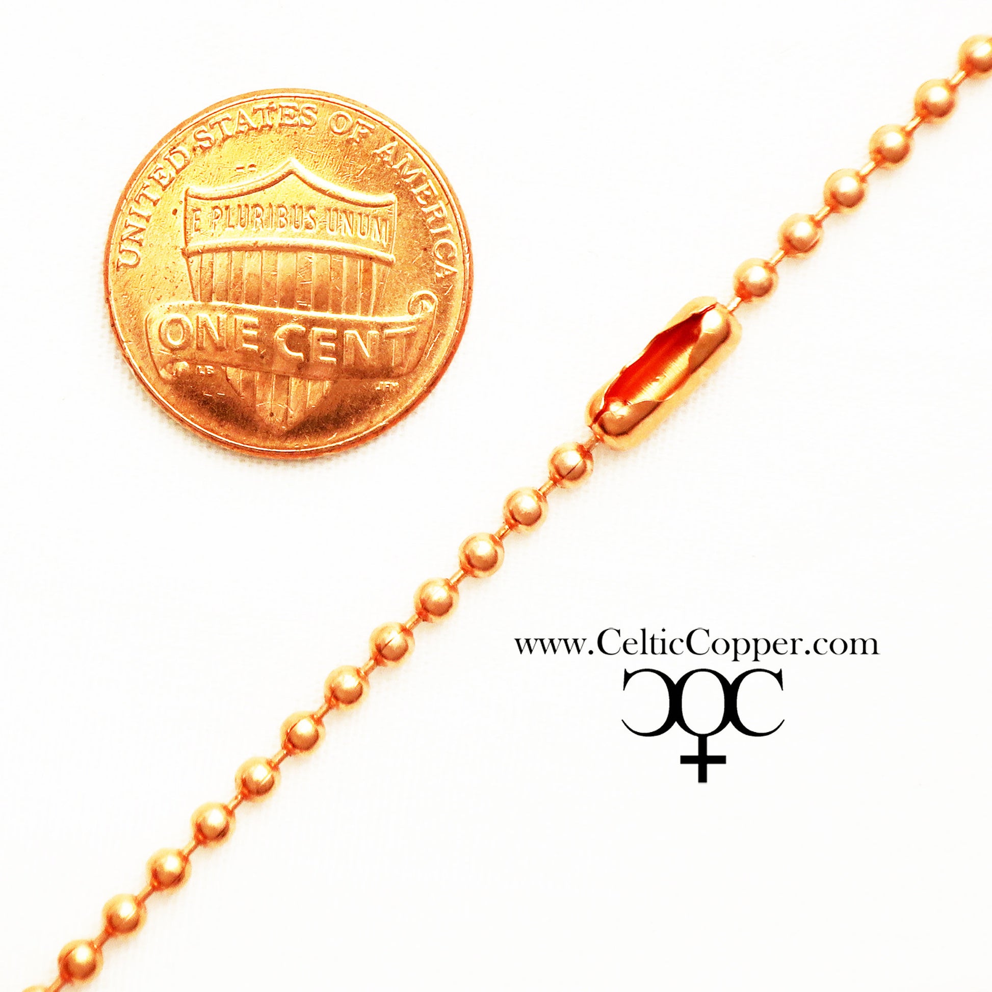 Copper Ankle Bracelet Bead Chain Solid Copper Anklet Chain AC24 Lightweight 2.4mm Comfort Fit Copper Bead Chain Anklet