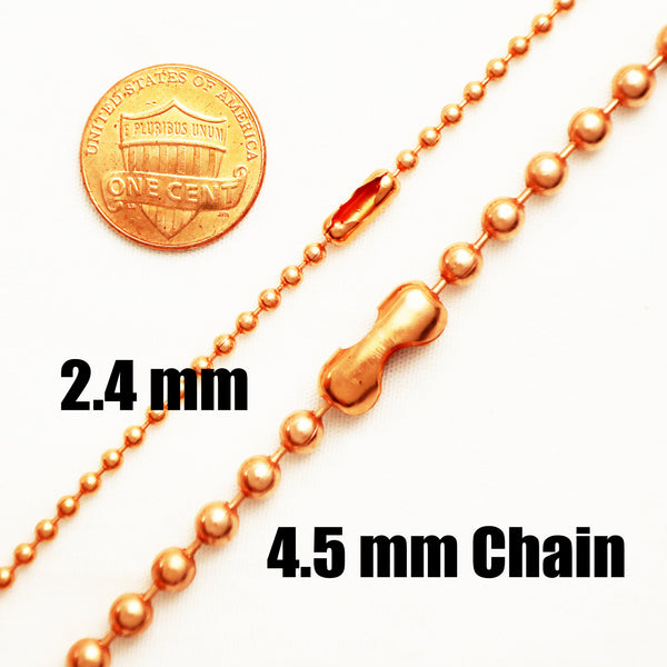 Copper Ankle Bracelet Bead Chain Solid Copper Anklet Chain AC24 Lightweight 2.4mm Comfort Fit Copper Bead Chain Anklet