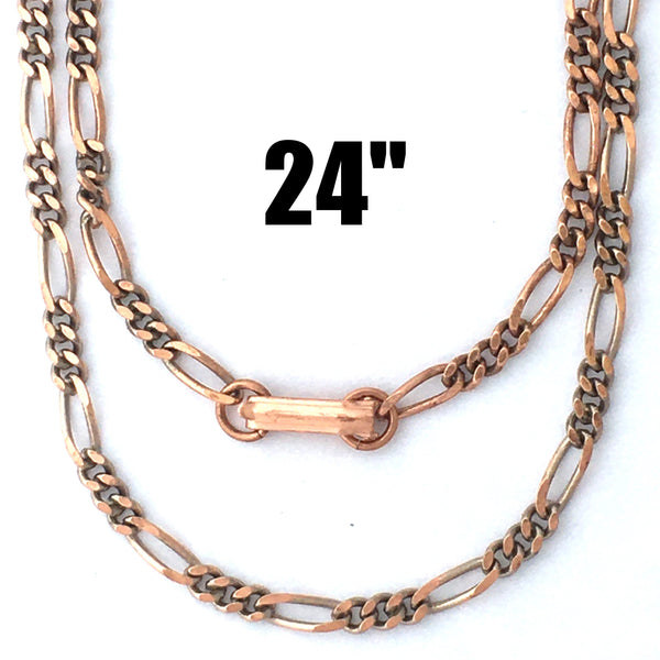 Solid Copper Necklace Chain Fine Copper Figaro Chain Necklace NC41 Italian Style Figaro Solid Copper Chain Necklace 24 Inch Chain