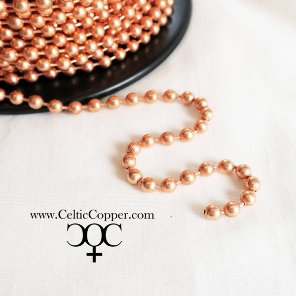 Custom Bracelet Chain Medium Copper Bead Chain Bracelet 4.8mm Custom Size Solid Copper Bracelet Chain