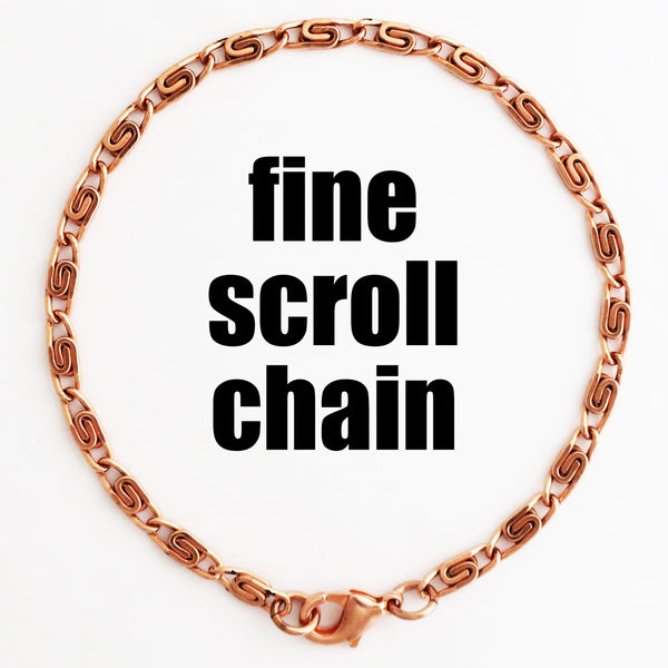 Custom Bracelet Chain Fine Celtic Copper Scroll Chain Bracelet 3mm C61M Custom Size Solid Copper Bracelet Chain