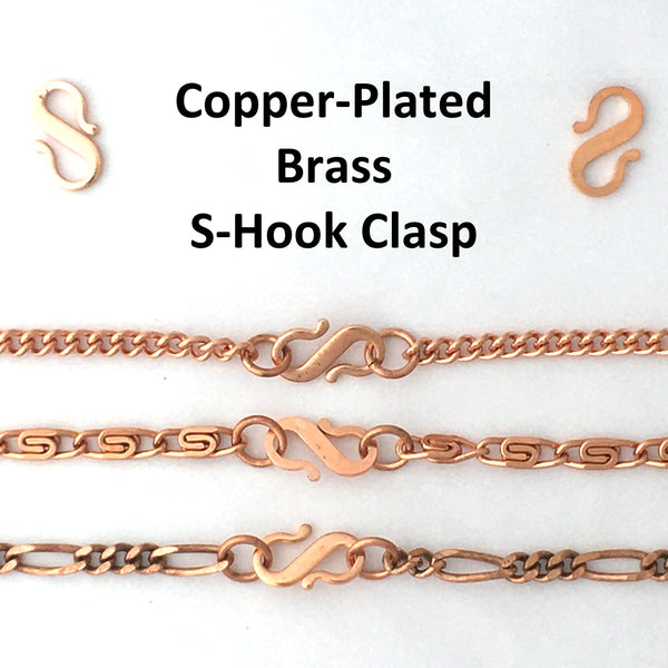 Solid Copper Anklet Set Cuban Curb Chain Ankle Bracelets AC72S Set of Two Matching Adjustable Solid Copper Ankle Chains