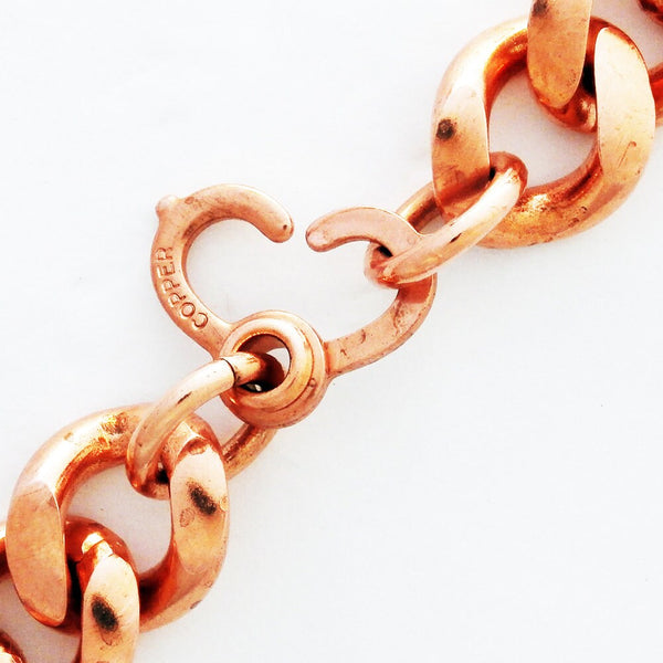 Solid Copper Bracelet Chain B79-8 Men's Bold 8" Heavy Duty Copper Cuban Curb Chain Bracelet