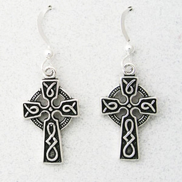 Celtic Cross Sterling Silver Copper Knot Work Earrings ESD02 Solid Sterling Silver Celtic Cross Earrings