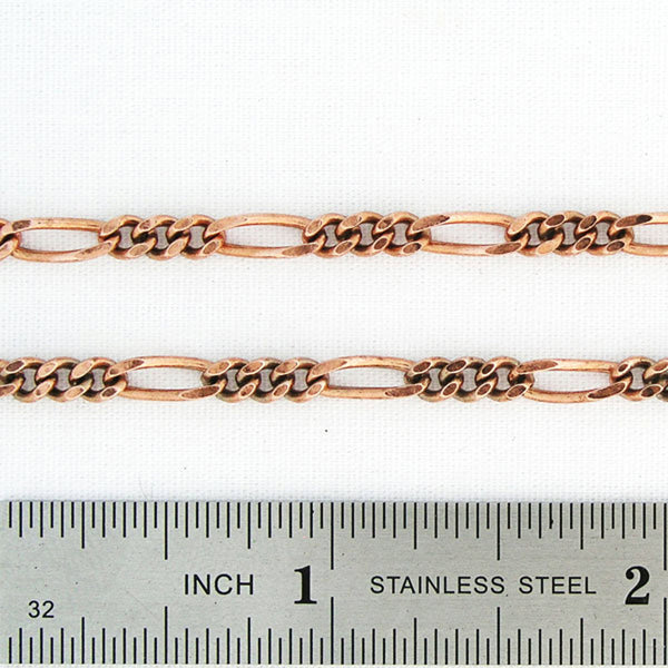 Solid Copper Anklet Set Fine Figaro Chain Anklet Bracelets AC41M Matching Set of 2 Solid Copper Anklet Chains