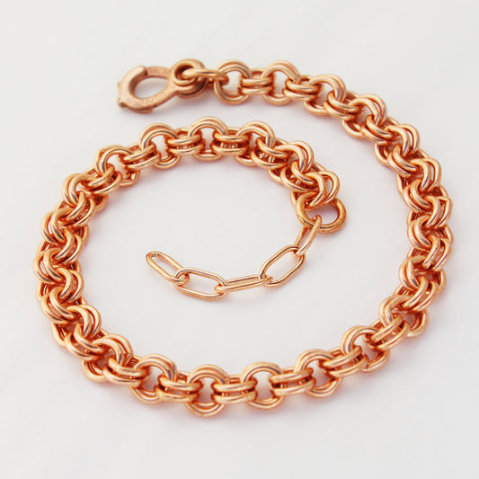 Heavy Solid Copper Double Cable Bracelet Chain 7mm Adjustable Solid Copper Anklet Chain
