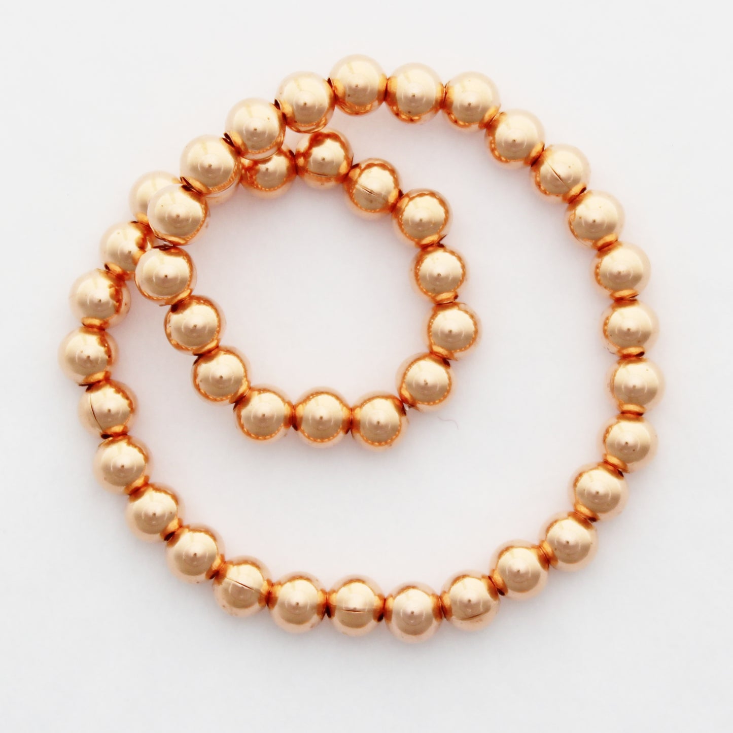 Copper Beaded Ankle Bracelet Easy Wear Elastic Stretch Anklet Shiny Pure Copper 6mm Round Beads