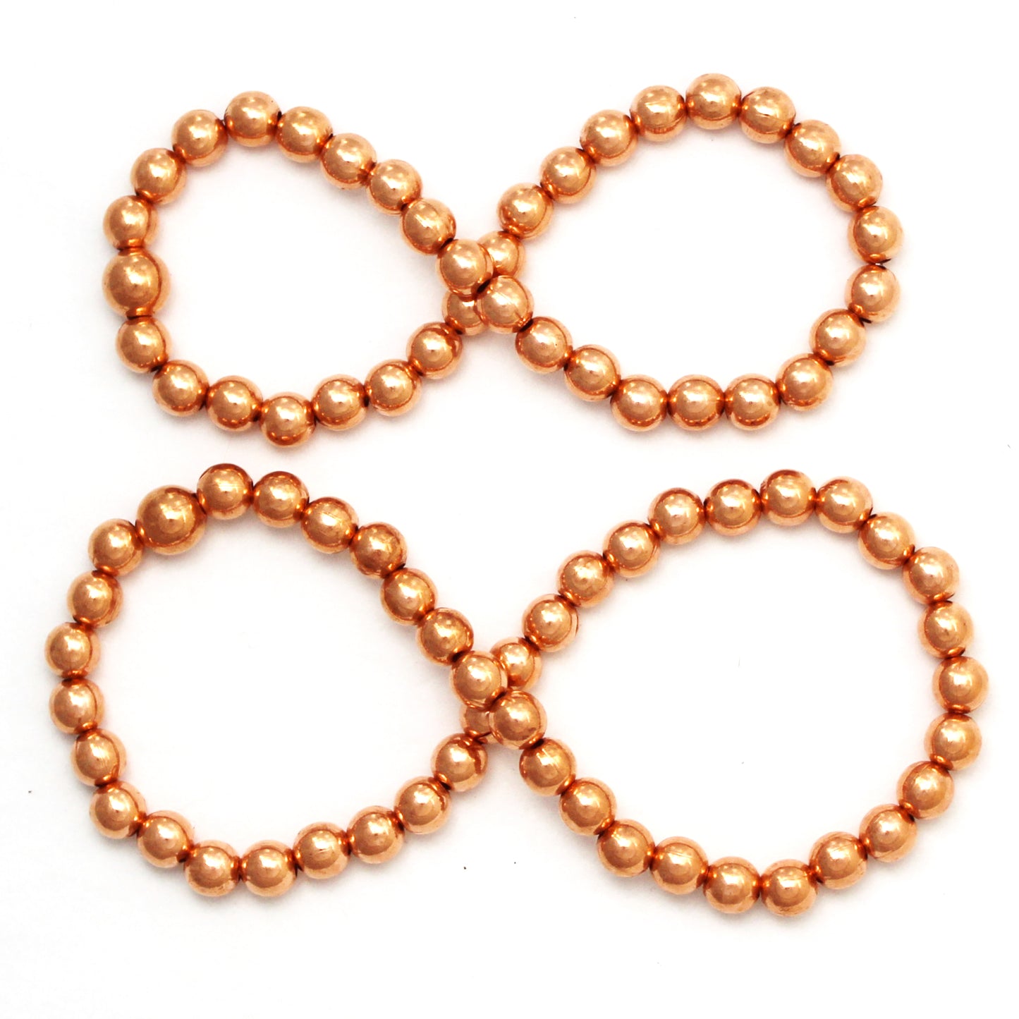 Copper Beaded Ankle Bracelet Easy Wear Elastic Stretch Anklet Shiny Pure Copper 6mm Round Beads