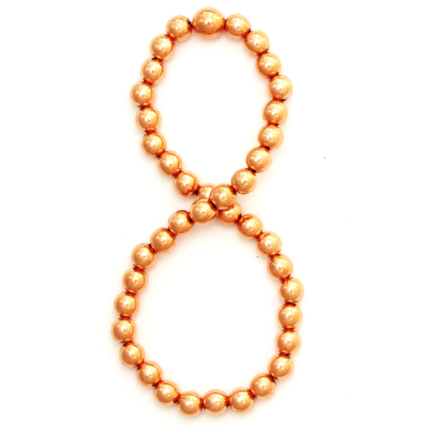 Copper Beaded Ankle Bracelet Easy Wear Elastic Stretch Anklet Shiny Pure Copper 6mm Round Beads